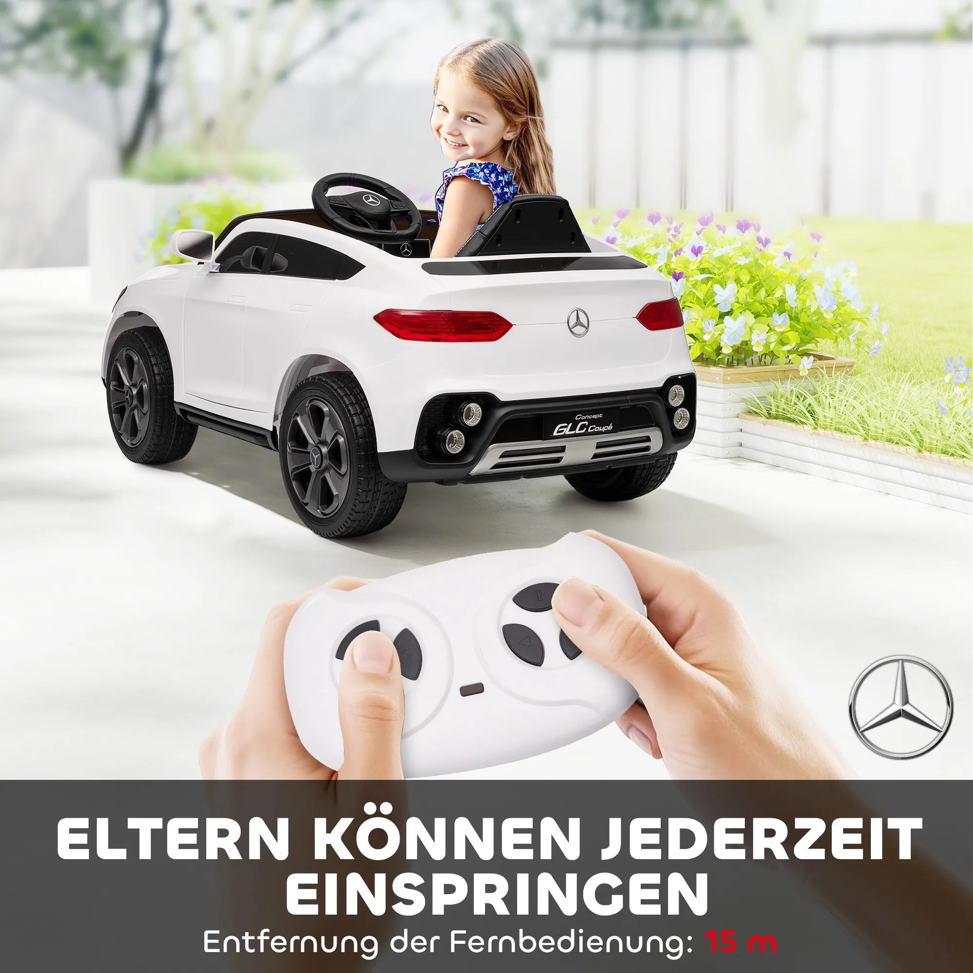 Vaikiškas elektromobilis visureigis Mercedes GLC 12V, 25 kg, baltas 3-6 metų