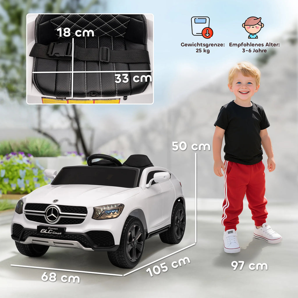Vaikiškas elektromobilis visureigis Mercedes GLC 12V, 25 kg, baltas 3-6 metų
