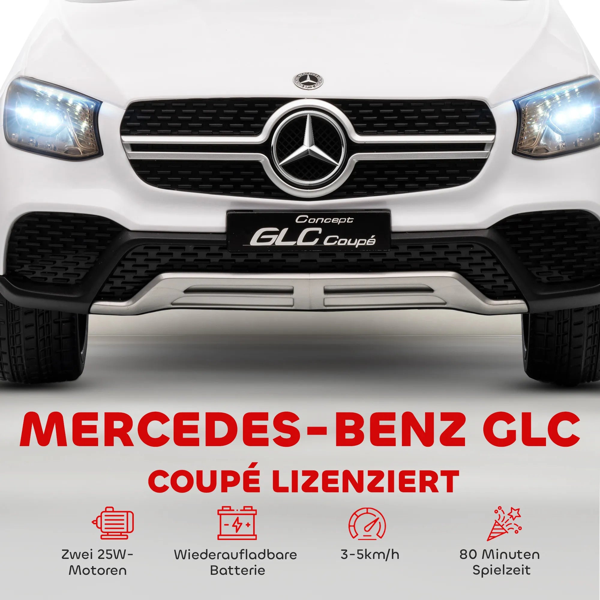 Vaikiškas elektromobilis visureigis Mercedes GLC 12V, 25 kg, baltas 3-6 metų