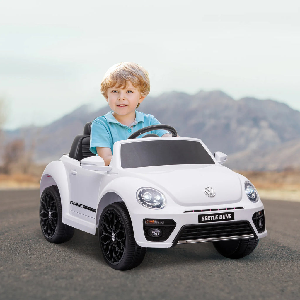Vaikiškas elektromobilis Volkswagen VW Beetle 3-5 metų vaikams, baltas