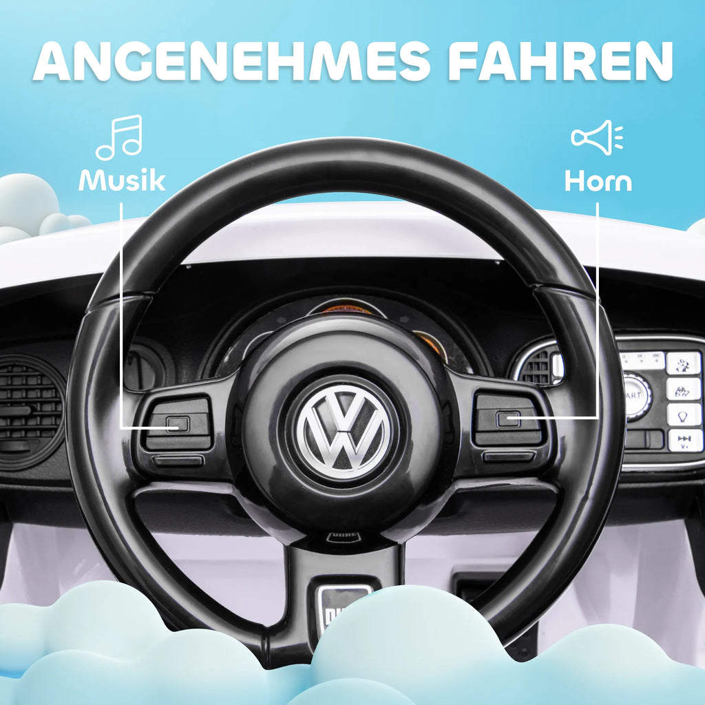 Vaikiškas elektromobilis Volkswagen VW Beetle 3-5 metų vaikams, baltas