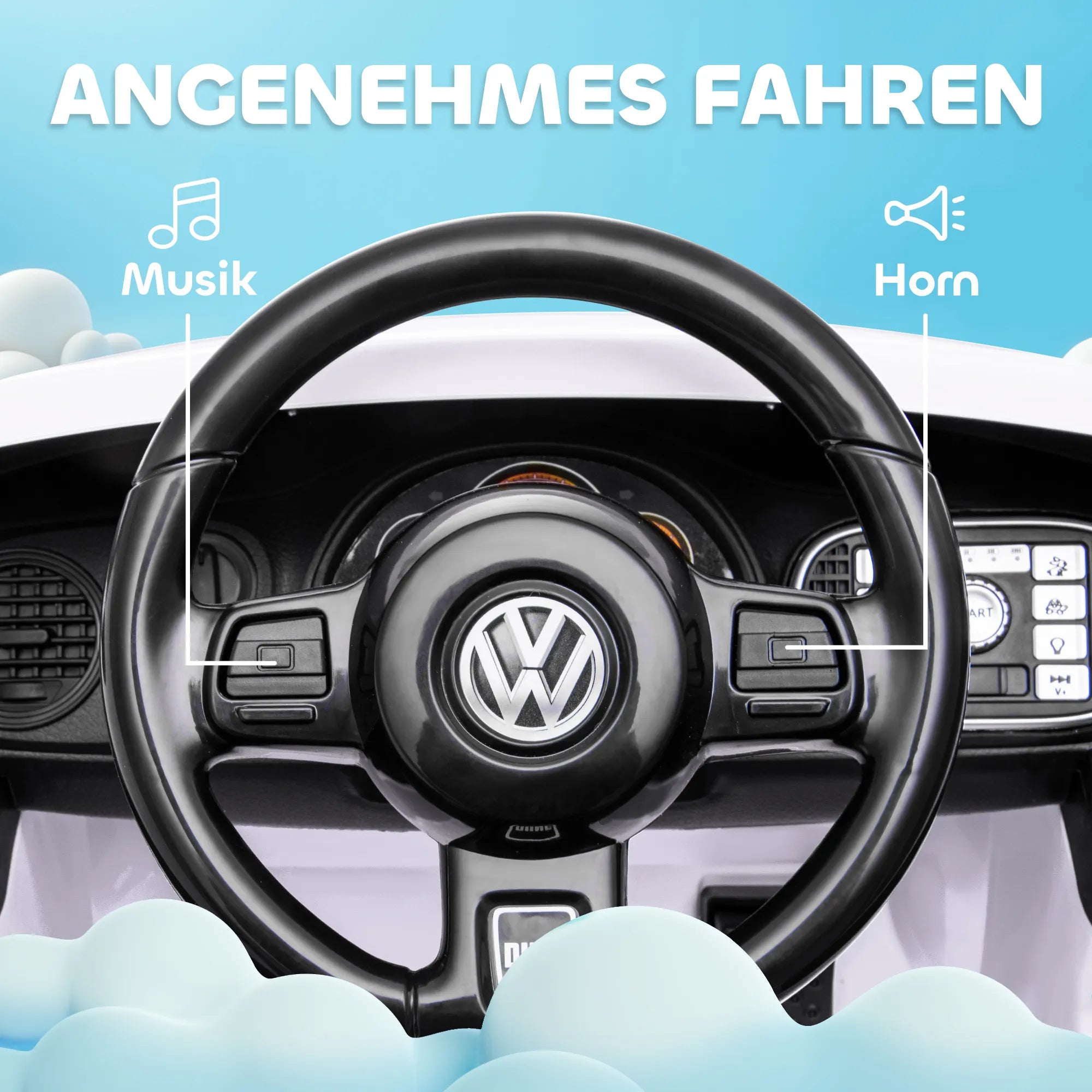 Vaikiškas elektromobilis Volkswagen VW Beetle 3-5 metų vaikams, baltas
