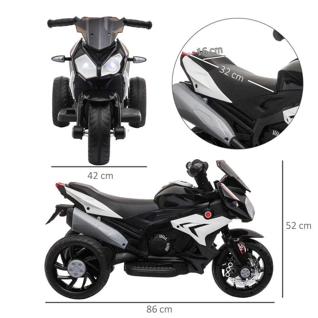 Vaikiškas elektros motociklas 3–5 metų vaikams, juodas