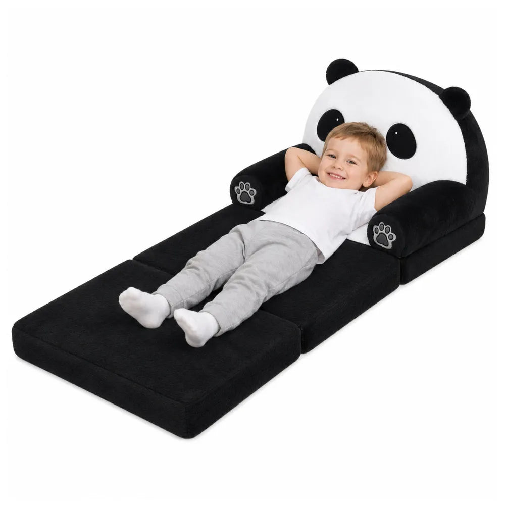 Vaikiškas fotelis-lova, panda, 2 viename, juodai baltas