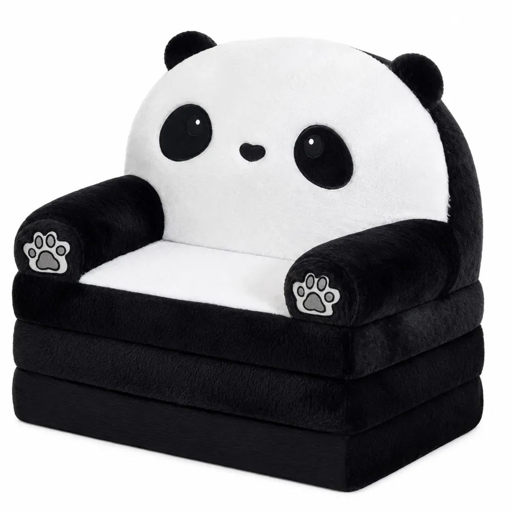 Vaikiškas fotelis-lova, panda, 2 viename, juodai baltas