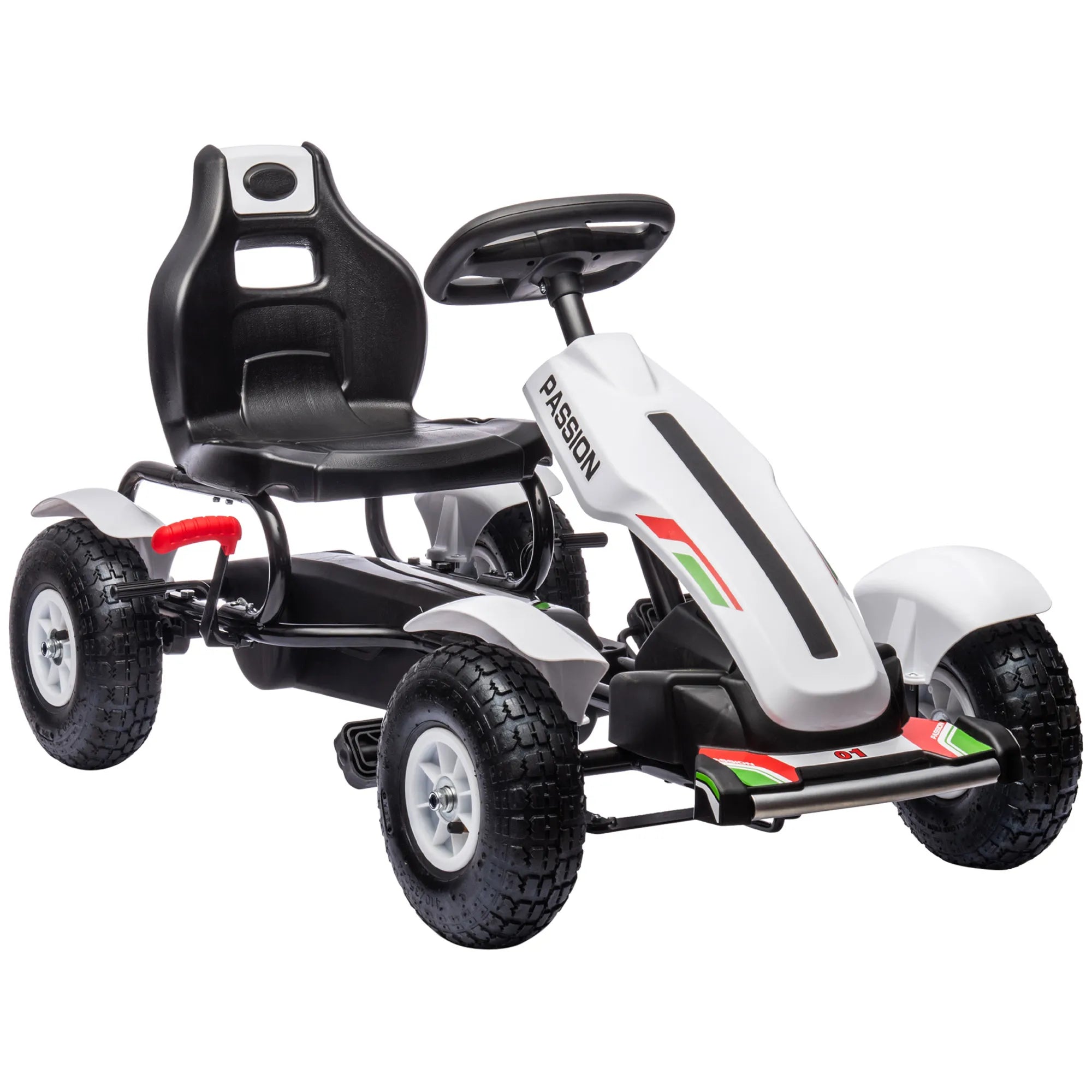 Vaikiškas gokartas su reguliuojama sėdyne, iki 50 kg, 5–12 metų vaikams, baltas