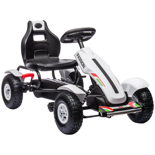 Vaikiškas gokartas su reguliuojama sėdyne, iki 50 kg, 5–12 metų vaikams, baltas