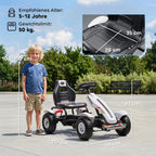 Vaikiškas gokartas su reguliuojama sėdyne, iki 50 kg, 5–12 metų vaikams, baltas