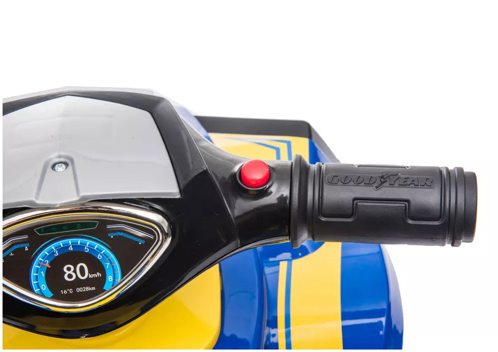 Vaikiškas keturratis, 12 V, su LED žibintais, mėlynas