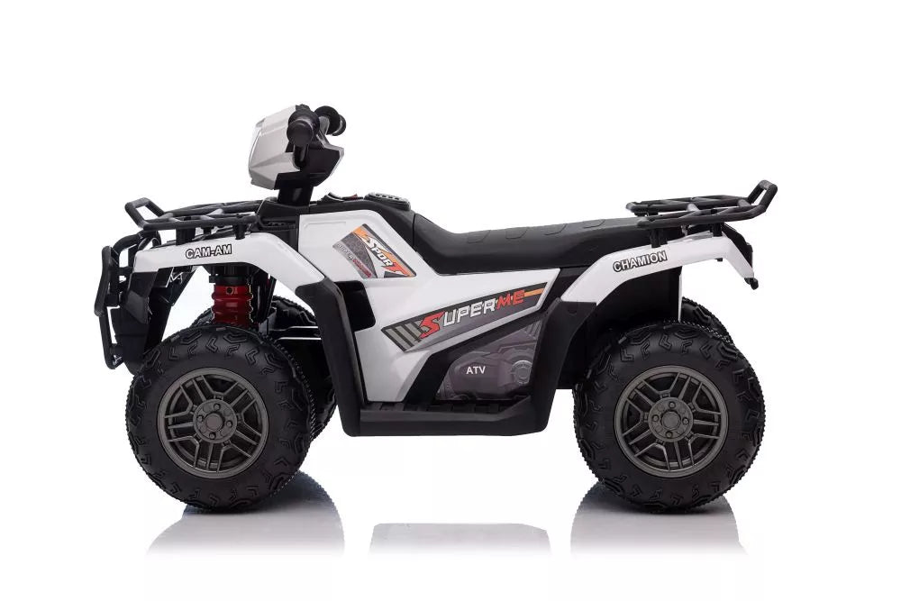 Vaikiškas keturratis, 12V, 2x45W, iki 25 kg, baltas
