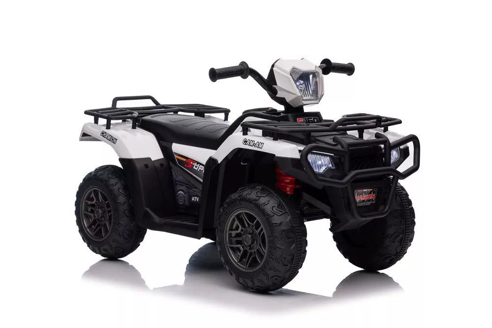 Vaikiškas keturratis, 12V, 2x45W, iki 25 kg, baltas