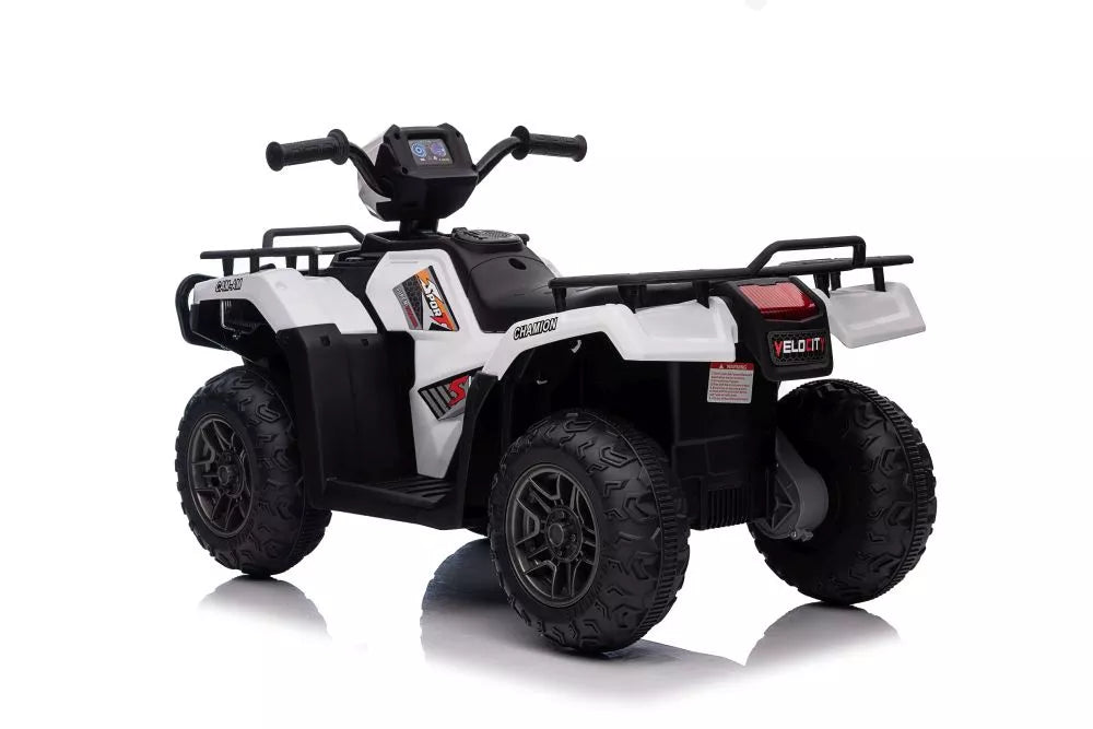 Vaikiškas keturratis, 12V, 2x45W, iki 25 kg, baltas