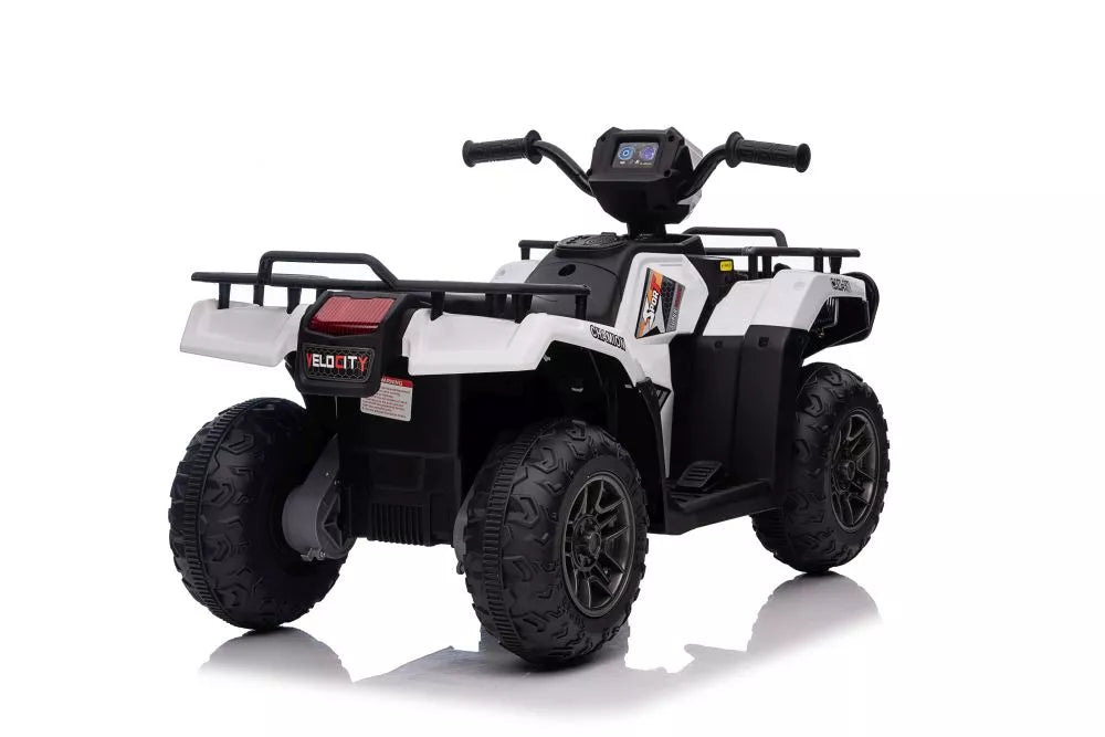 Vaikiškas keturratis, 12V, 2x45W, iki 25 kg, baltas