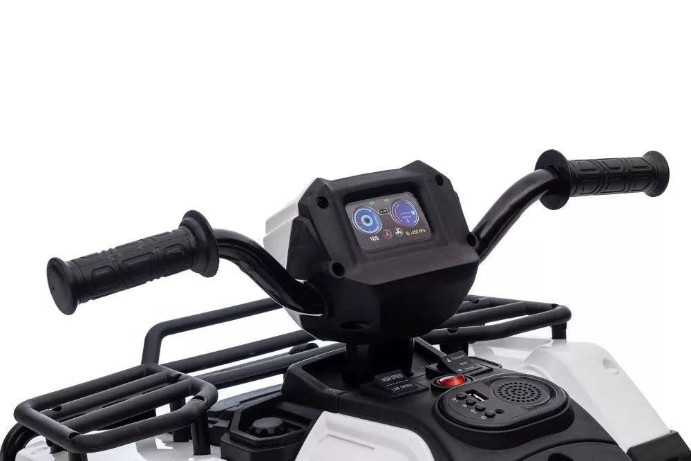 Vaikiškas keturratis, 12V, 2x45W, iki 25 kg, baltas