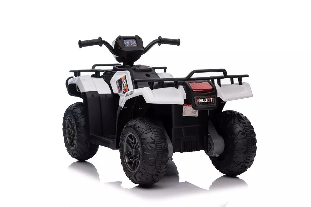 Vaikiškas keturratis, 12V, 2x45W, iki 25 kg, baltas