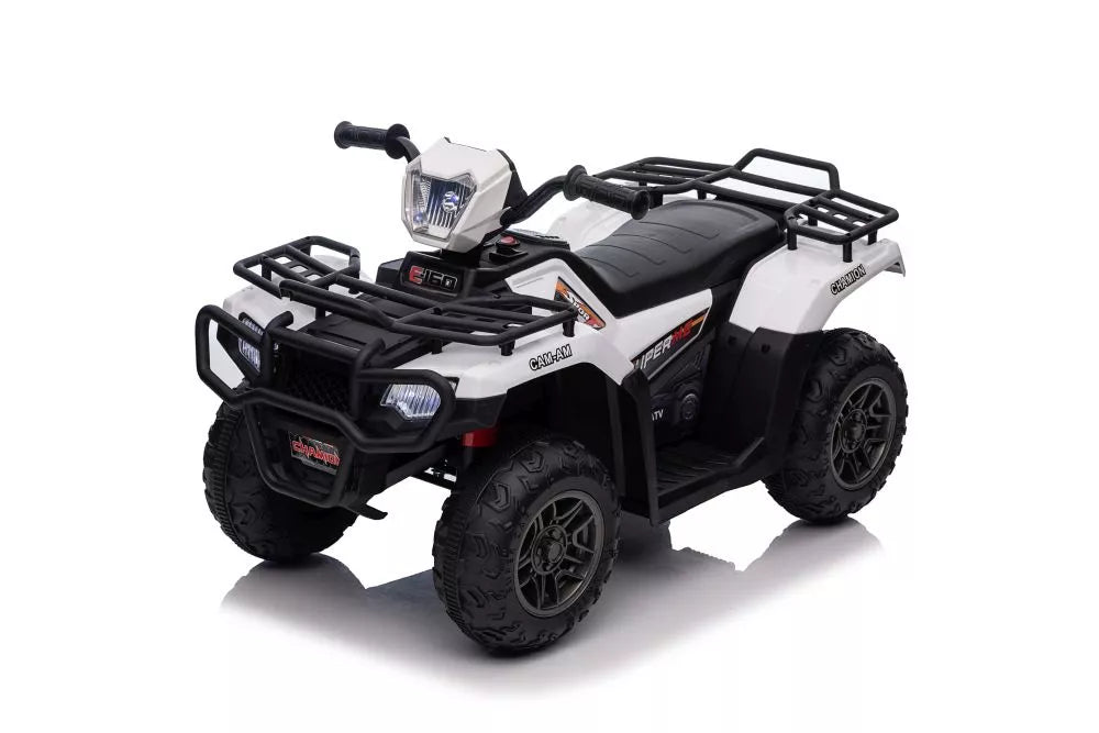 Vaikiškas keturratis, 12V, 2x45W, iki 25 kg, baltas