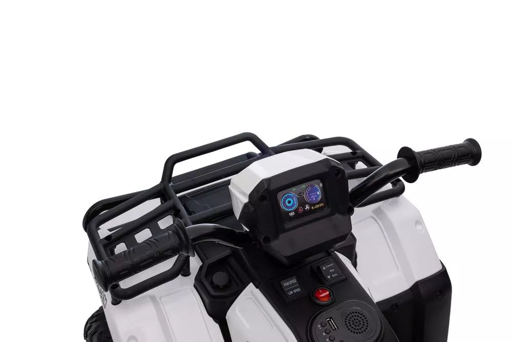 Vaikiškas keturratis, 12V, 2x45W, iki 25 kg, baltas
