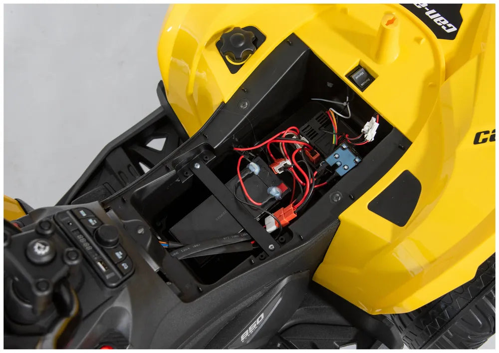 Vaikiškas keturratis Can-Am, 12 V, 4x45 W, geltonas