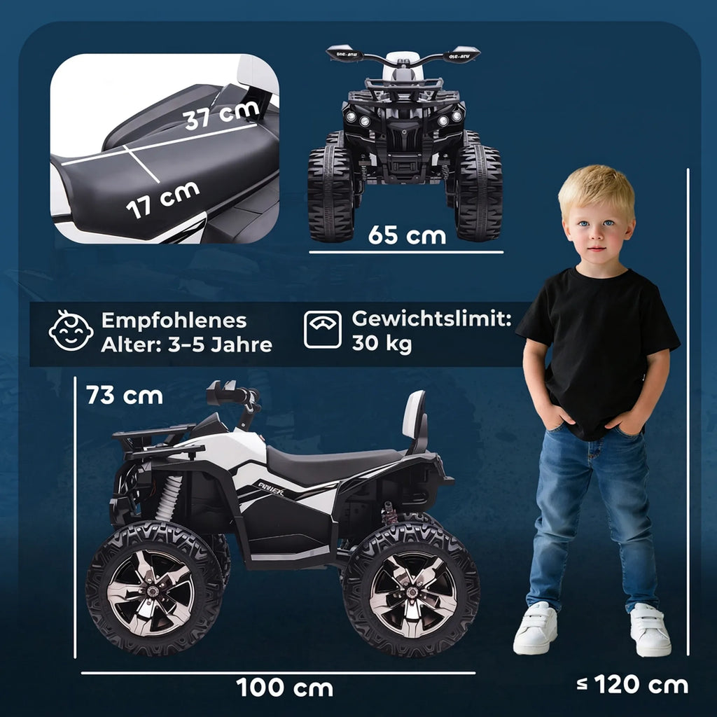 Vaikiškas keturratis elektrinis, su muzikos grotuvu, iki 30 kg, 3-8 km/h