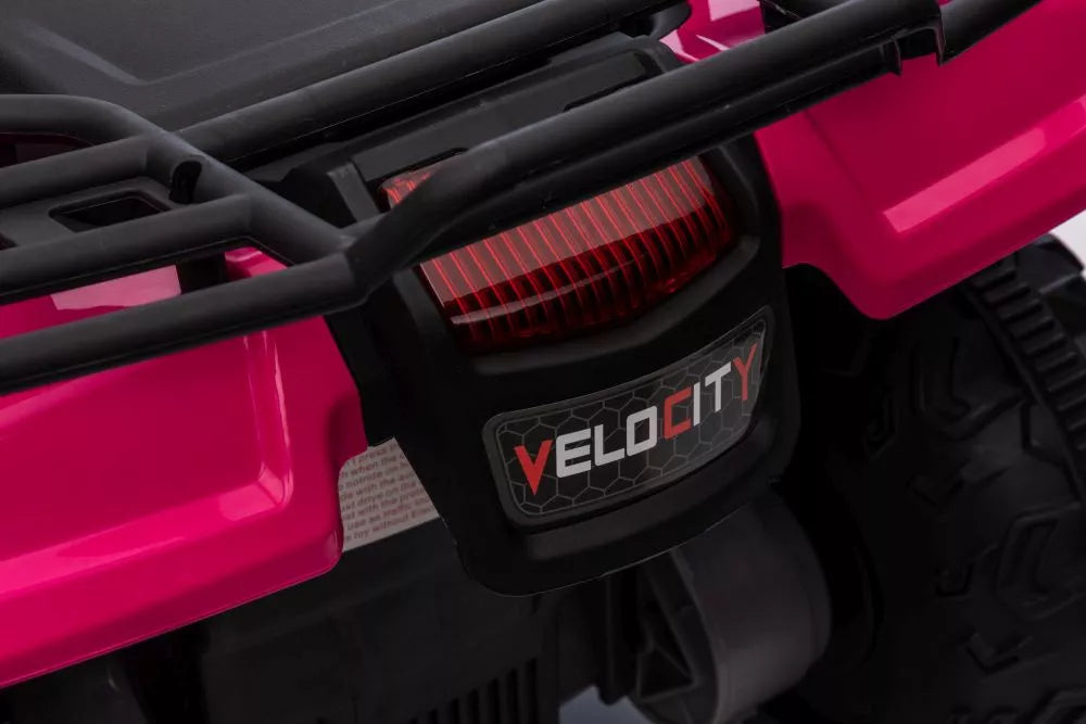 Vaikiškas keturratis elektromobilis, 12 V, su muzikos skydeliu, 2,5–3,5 km/h, rožinis
