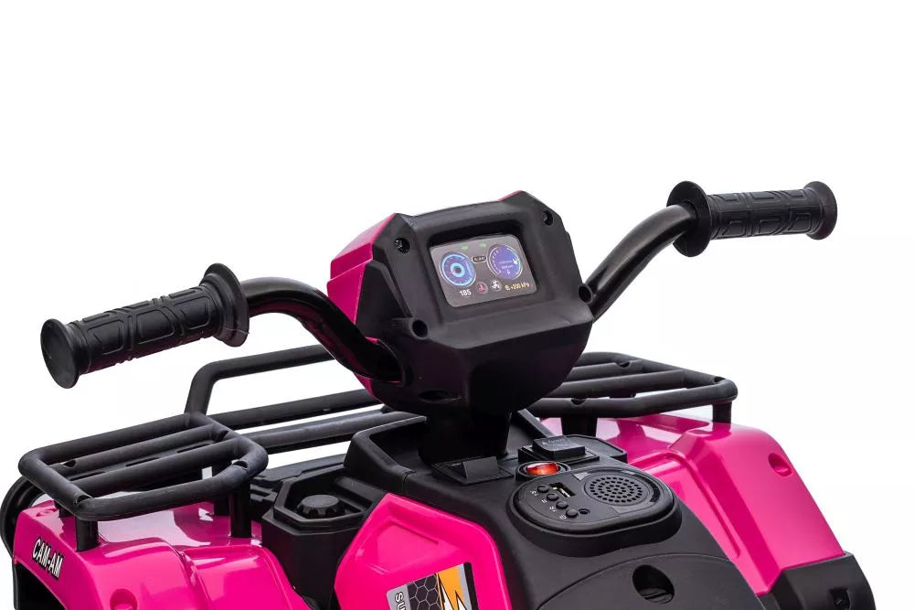 Vaikiškas keturratis elektromobilis, 12 V, su muzikos skydeliu, 2,5–3,5 km/h, rožinis