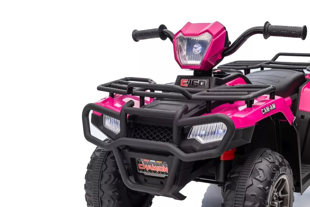 Vaikiškas keturratis elektromobilis, 12 V, su muzikos skydeliu, 2,5–3,5 km/h, rožinis