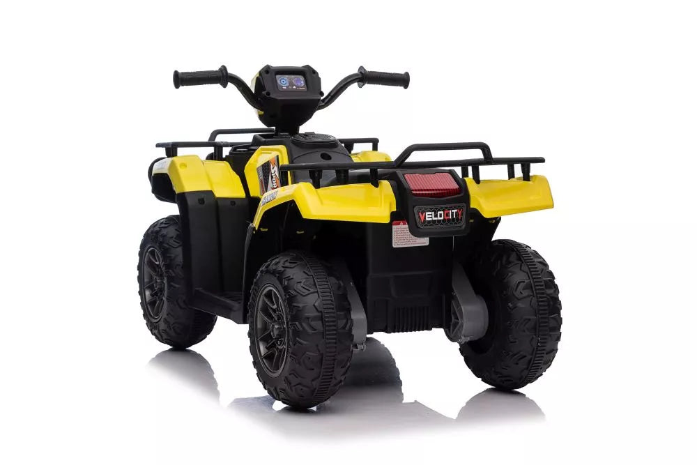 Vaikiškas keturratis elektromobilis, 12V, 2x45W, geltonas