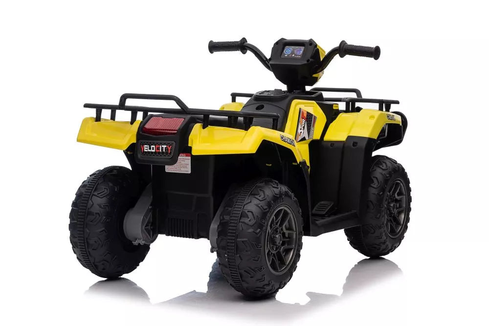 Vaikiškas keturratis elektromobilis, 12V, 2x45W, geltonas