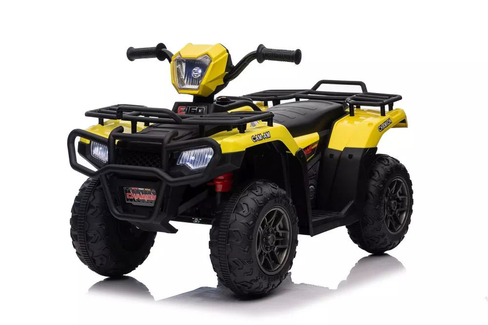 Vaikiškas keturratis elektromobilis, 12V, 2x45W, geltonas