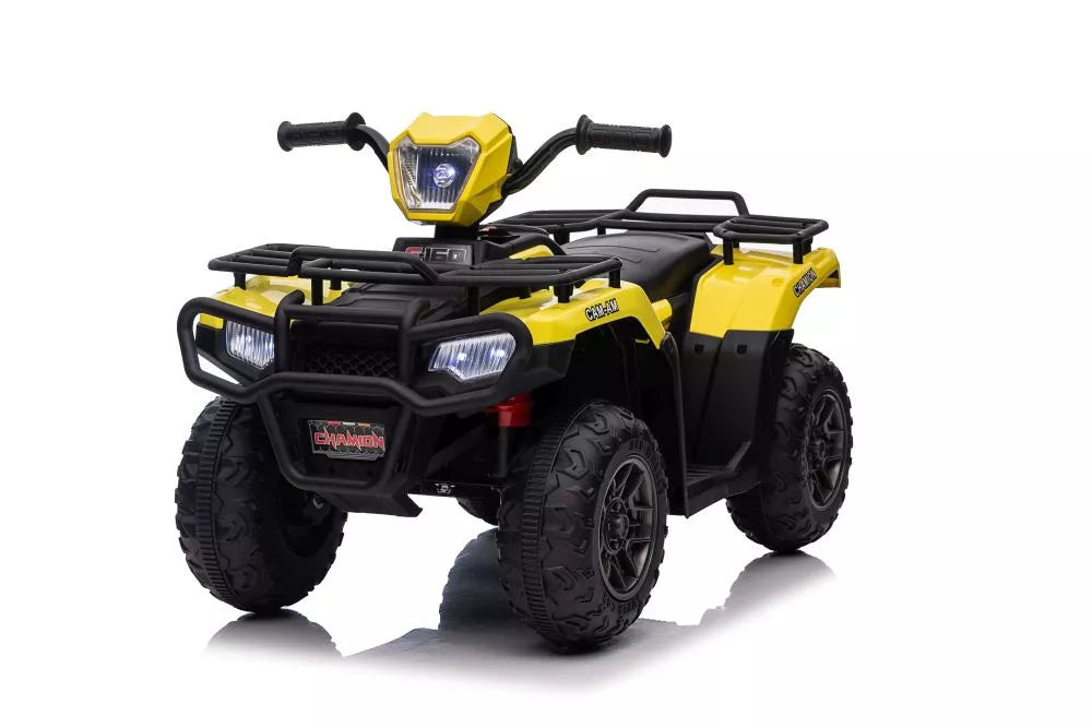 Vaikiškas keturratis elektromobilis, 12V, 2x45W, geltonas
