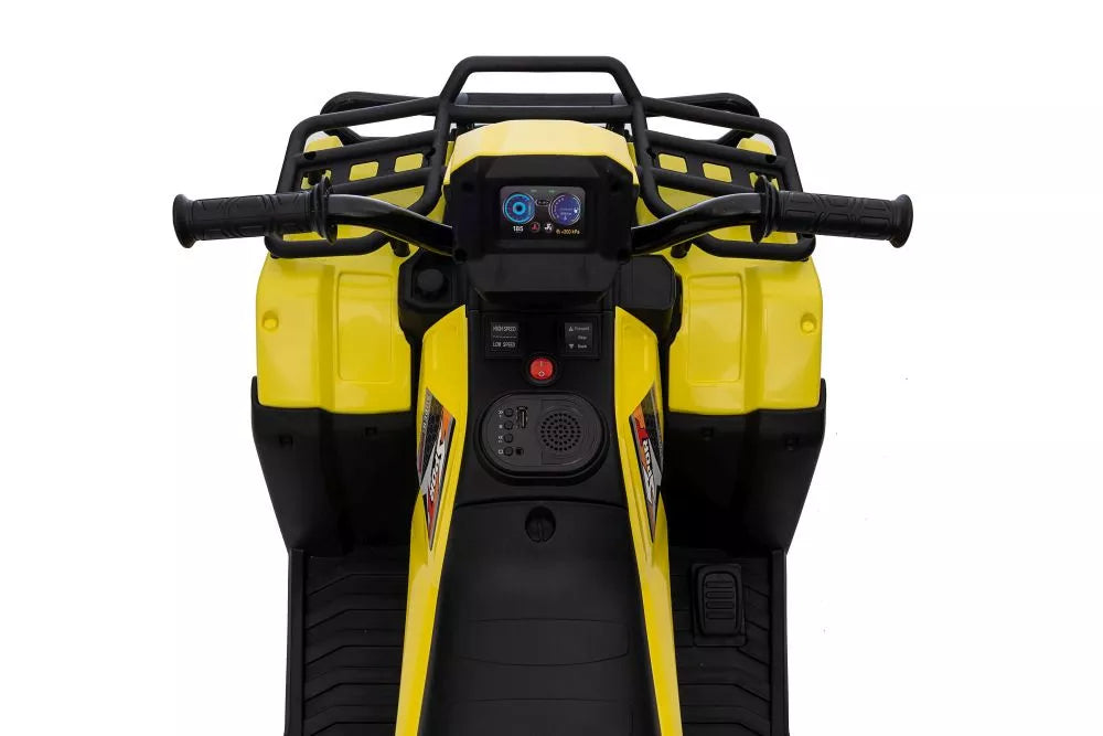 Vaikiškas keturratis elektromobilis, 12V, 2x45W, geltonas