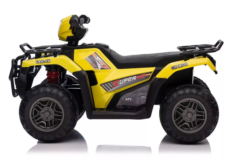 Vaikiškas keturratis elektromobilis, 12V, 2x45W, geltonas
