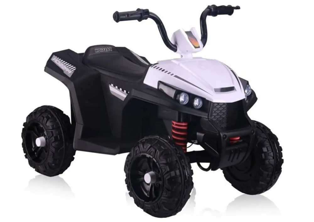 Vaikiškas keturratis Quad, 12 V, 2x45W, su eko odos sėdyne, baltas