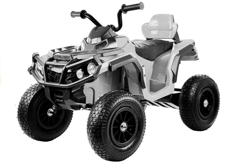 Vaikiškas keturratis Quad, 12V, 2x45W, su guminiais ratais, baltas