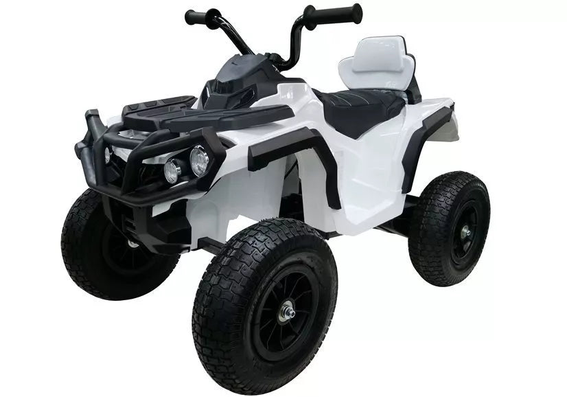Vaikiškas keturratis Quad, 12V, 2x45W, su guminiais ratais, baltas