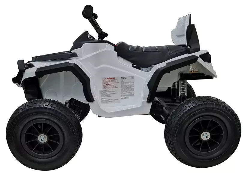 Vaikiškas keturratis Quad, 12V, 2x45W, su guminiais ratais, baltas