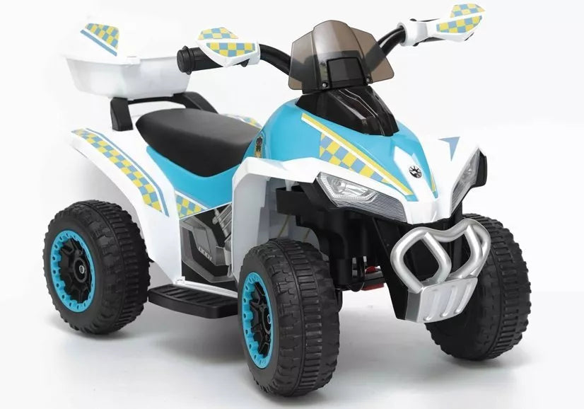 Vaikiškas keturratis Quad, 6 V, 3 km/h, 20 kg, baltas