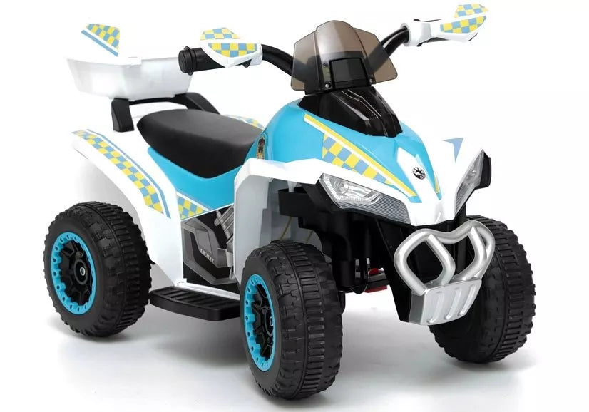 Vaikiškas keturratis Quad, 6 V, 3 km/h, 20 kg, baltas
