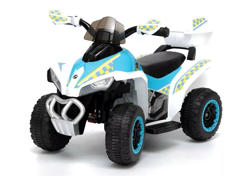 Vaikiškas keturratis Quad, 6 V, 3 km/h, 20 kg, baltas
