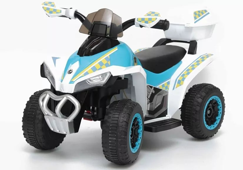 Vaikiškas keturratis Quad, 6 V, 3 km/h, 20 kg, baltas