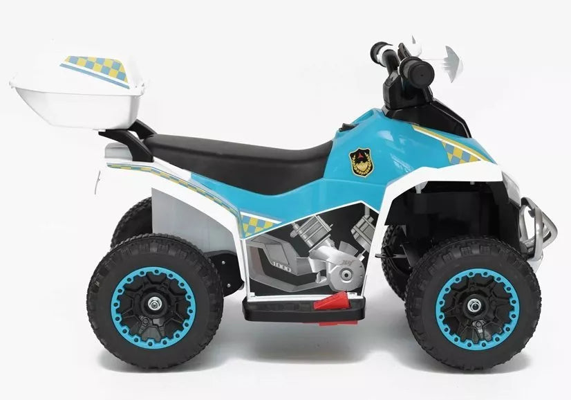 Vaikiškas keturratis Quad, 6 V, 3 km/h, 20 kg, baltas