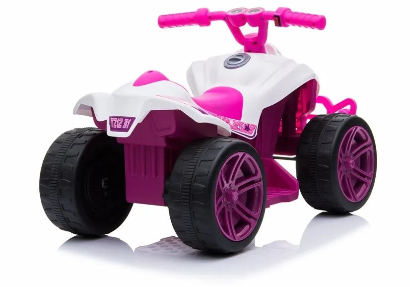 Vaikiškas keturratis Quad, 6V, 1x35W, iki 3 km/h, baltas-rožinis