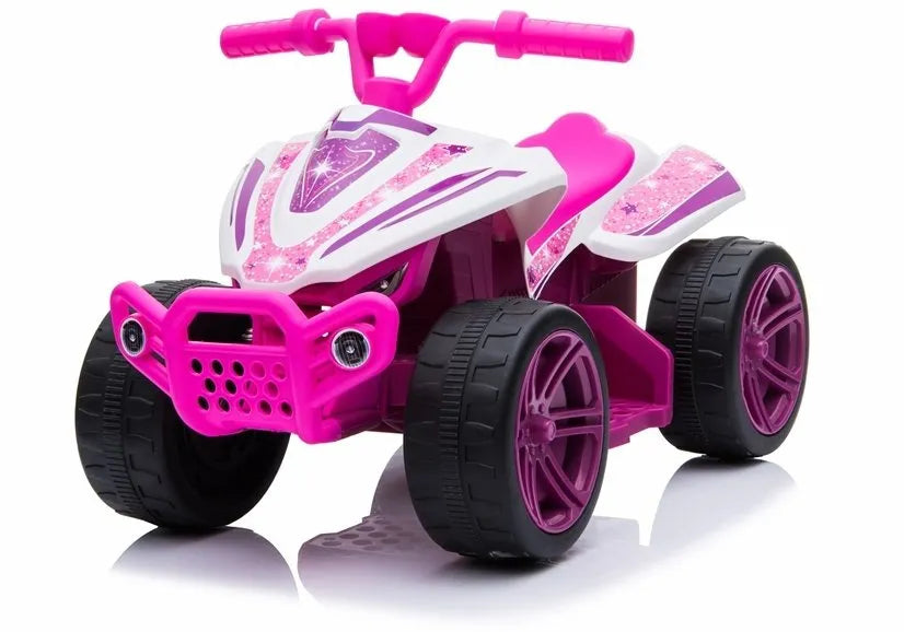 Vaikiškas keturratis Quad, 6V, 1x35W, iki 3 km/h, baltas-rožinis