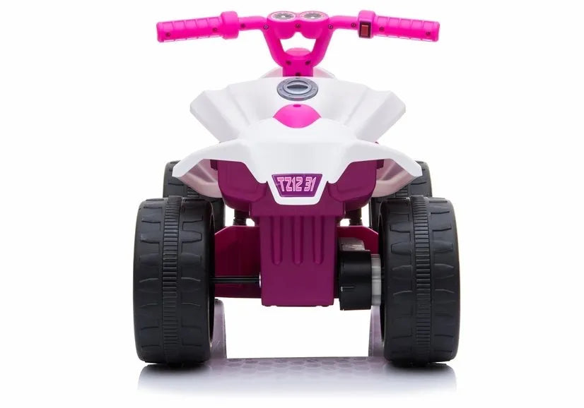 Vaikiškas keturratis Quad, 6V, 1x35W, iki 3 km/h, baltas-rožinis