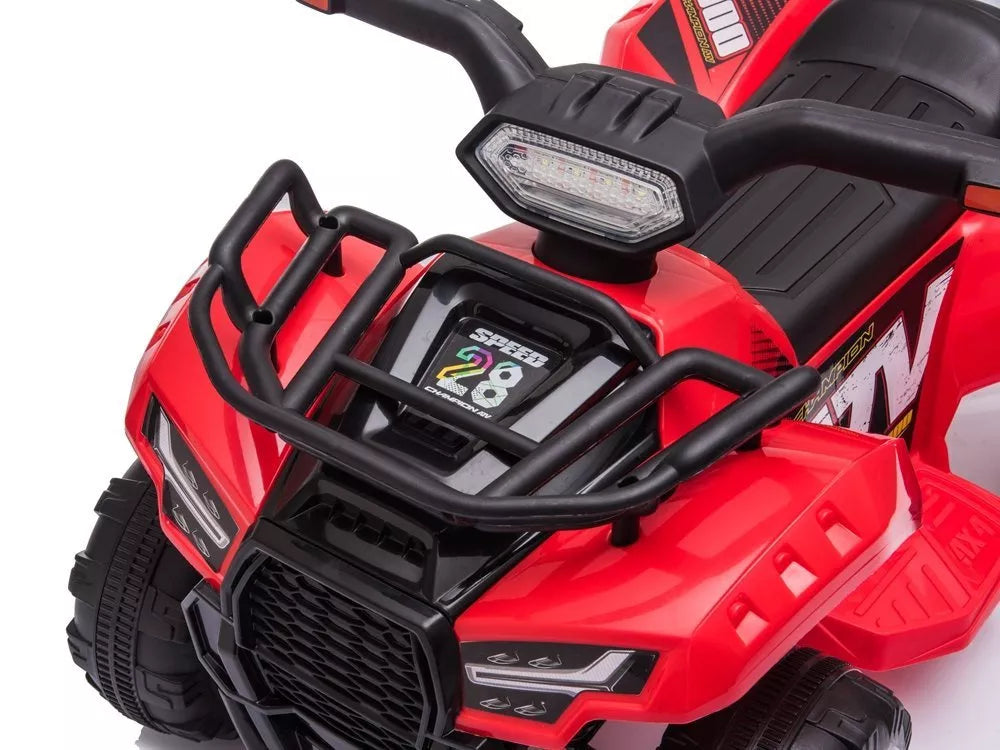 Vaikiškas keturratis Quad, 6V, 2 km/h, su muzikos skydeliu, raudonas