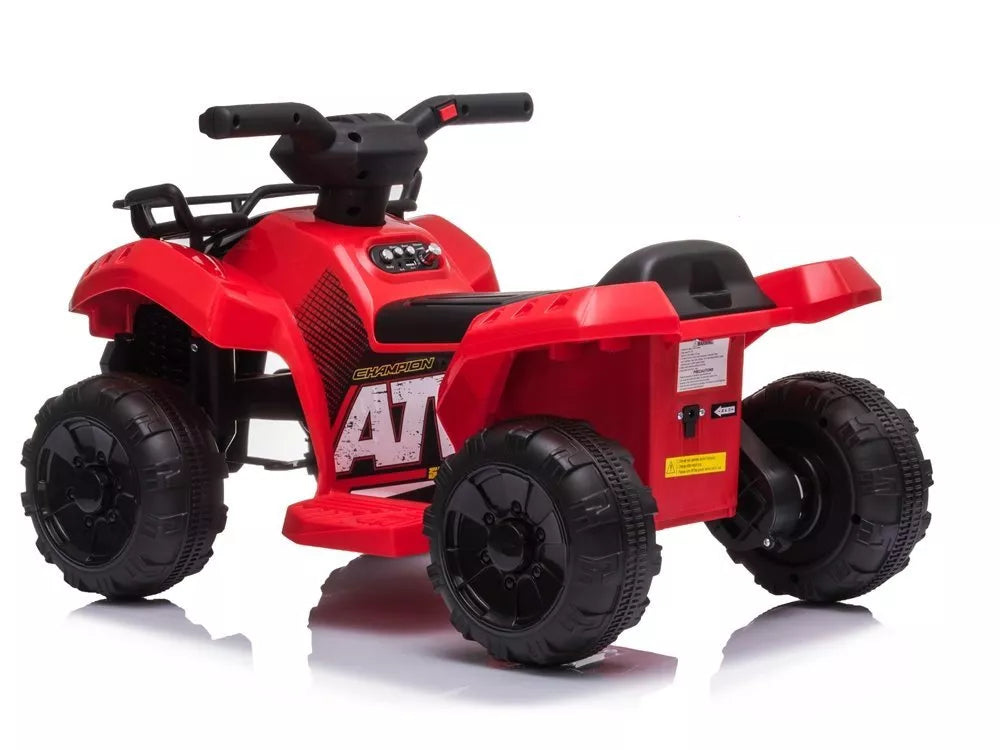 Vaikiškas keturratis Quad, 6V, 2 km/h, su muzikos skydeliu, raudonas