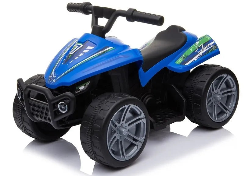 Vaikiškas keturratis Quad, 6V, su gumine juosta ant ratų, 30 kg apkrova, mėlynas