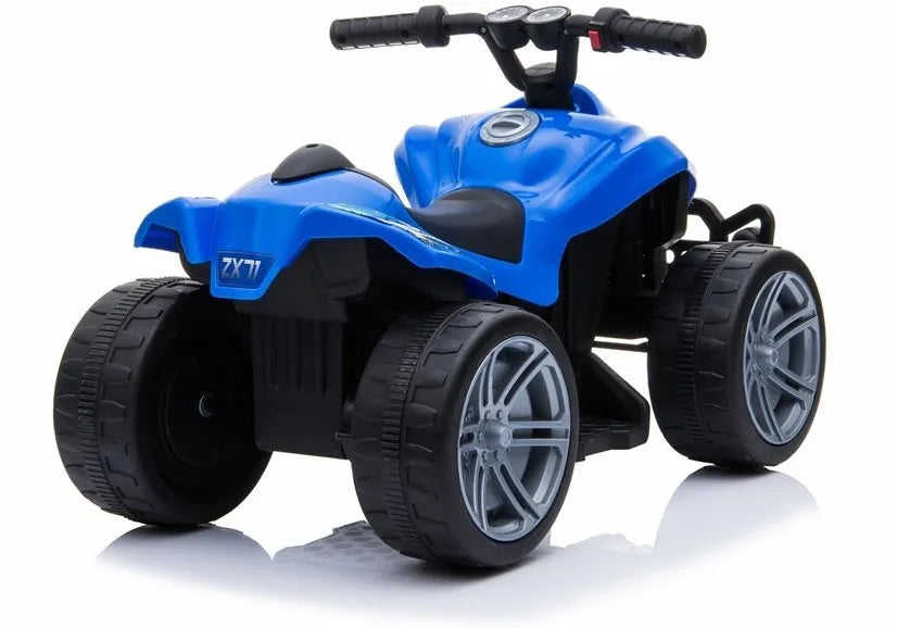 Vaikiškas keturratis Quad, 6V, su gumine juosta ant ratų, 30 kg apkrova, mėlynas