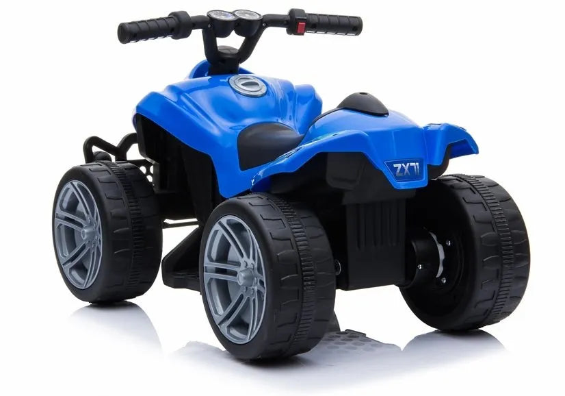 Vaikiškas keturratis Quad, 6V, su gumine juosta ant ratų, 30 kg apkrova, mėlynas