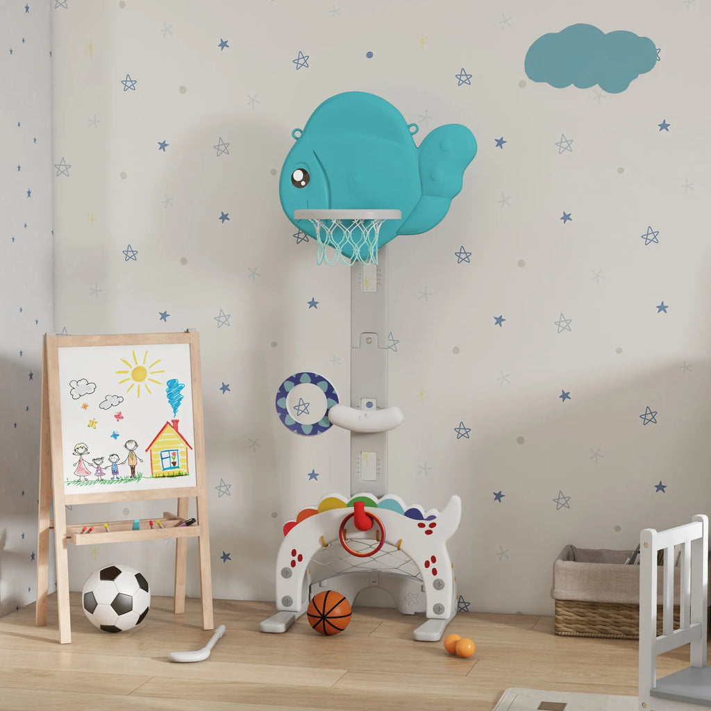 Vaikiškas krepšinio stovas 5-in-1, reguliuojamo aukščio, 3-6 metų vaikams